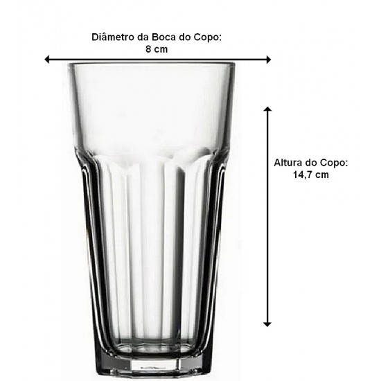 Copo 365ml 14,7cm De Altura Casablanca Em Vidro Pasabahçe